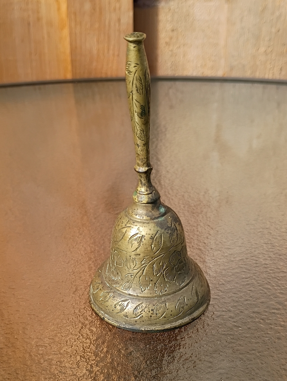 Engraved Brass Hand Bell - Floral Pattern